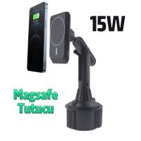 MagSafe 15W Kablosuz iPhone Şarj Cihazı+Bardaklık Telefon Tutucu