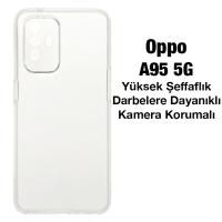 OPPO A95 5G Kılıf Kamera Korumalı Çok İnce Şeffaf Silikon Kılıf