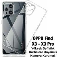 OPPO Find X3-X3 Pro Kamera Korumalı İnce Şeffaf Silikon Kılıf