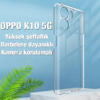 OPPO K10 5G Kamera Korumalı Ultra İnce Şeffaf Silikon Kılıf
