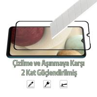 Samsung Galaxy A12 Glue Full Kaplama Tempered Cam Ekran Koruyucu