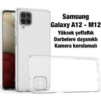 Samsung Galaxy A12-M12 Kamera Korumalı İnce Şeffaf Silikon Kılıf