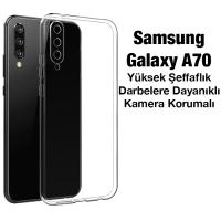 Samsung Galaxy A70 Kamera Koruma Ultra İnce Şeffaf Silikon Kılıf