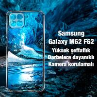 Samsung Galaxy M62-F62 Kamera Korumalı Ultra İnce Şeffaf Kılıf