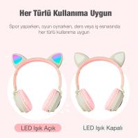 Xmowi C1 Led Işıklı Kedi Kulak Kablosuz Bluetooth Kulaklık Kulaküstü